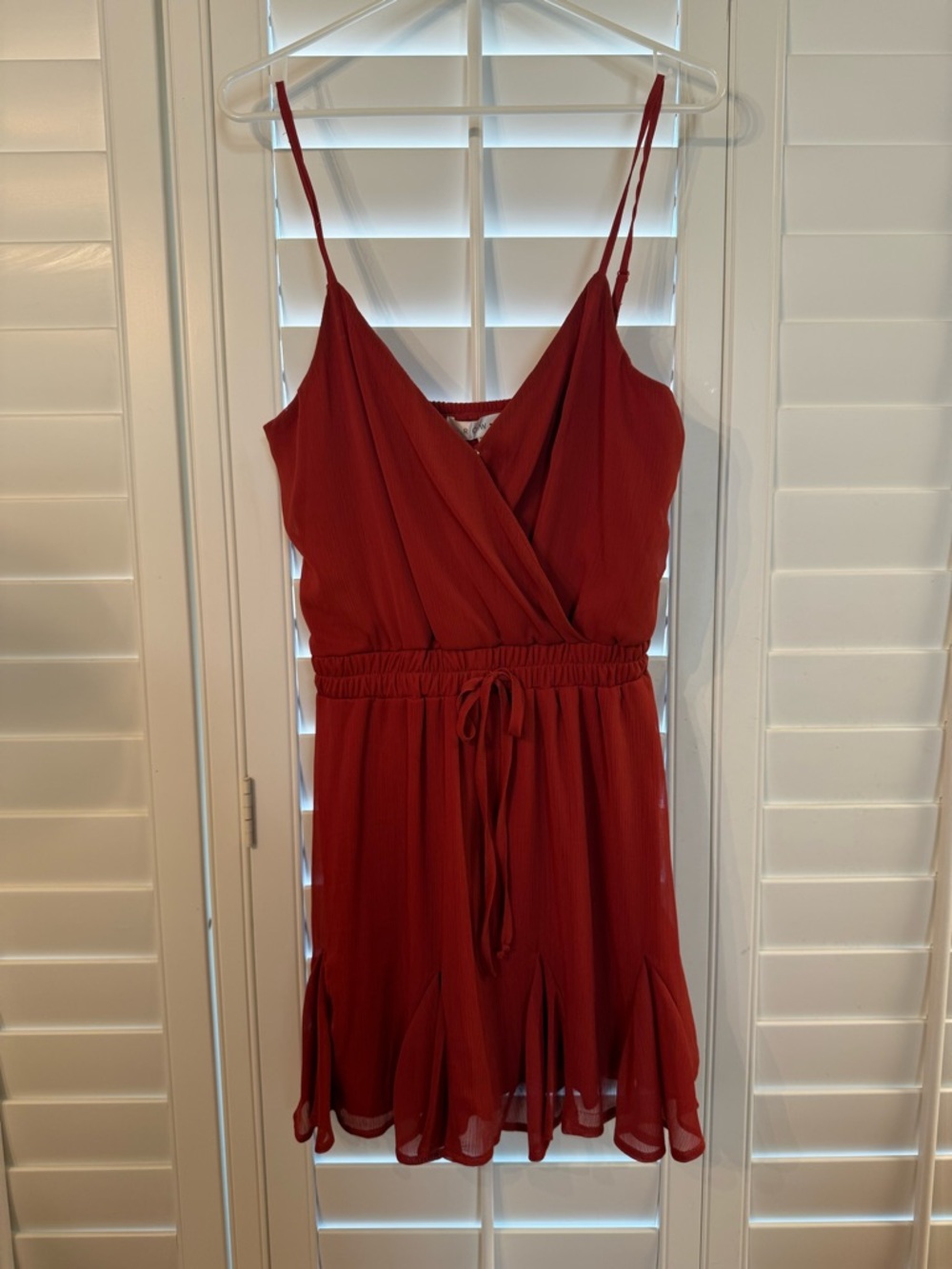 Row A Spaghetti Strap Mini Dress with Tie Waist